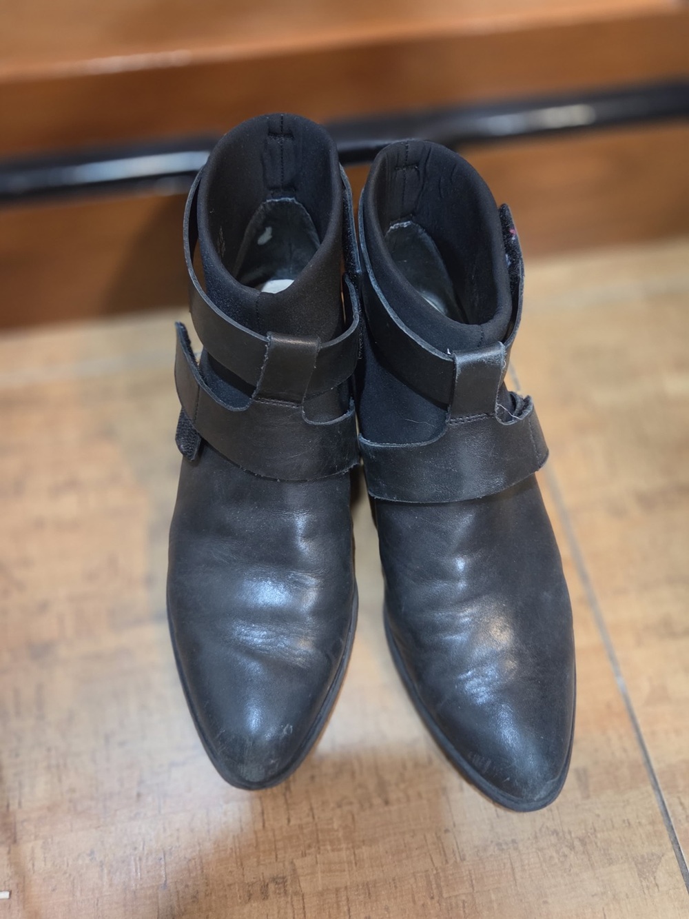 Clarks Black Leather Ankle Strap Boots
